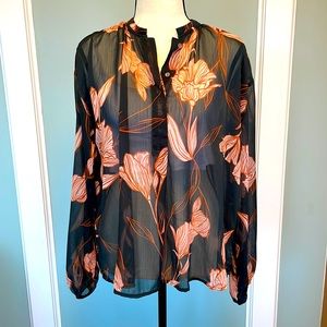 A New Day Sheer Print Blouse, size Small